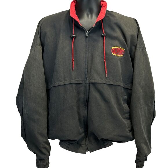 Vintage 90s DuPont Bayport Plant Jacket Mens XL X-Large Black Pasadena Texas - Picture 2 of 12